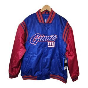 New York Giants Jacket Varsity Satin Bomber Coat Mens Large Embroidered Logo